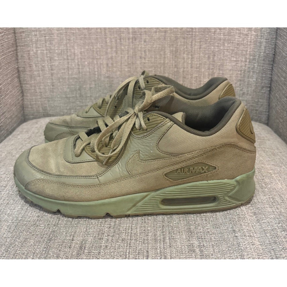 Nike Air Max 90 Mens Olive Green Suede Leather Sneakers Low Top Shoes 11.5